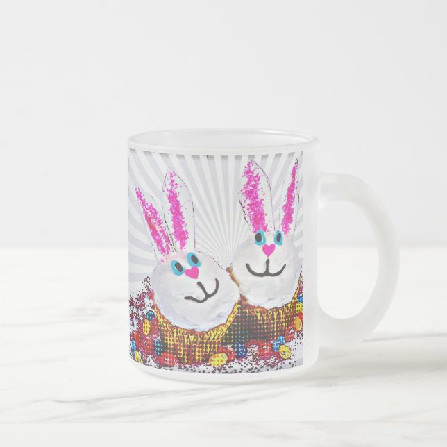 Tasse Givré Pop Art Pâques Bunny Cupcakes (Droit)