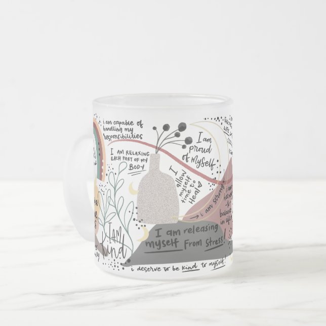 Tasse Givré Positive Self Love Affirmations Graphics (Devant gauche)