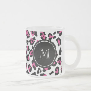Tasse Givré Poster de animal noir de léopard de roses indien