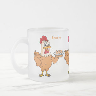 Tasse Givré Poulet avec oeufs sur plaque de dessin animé