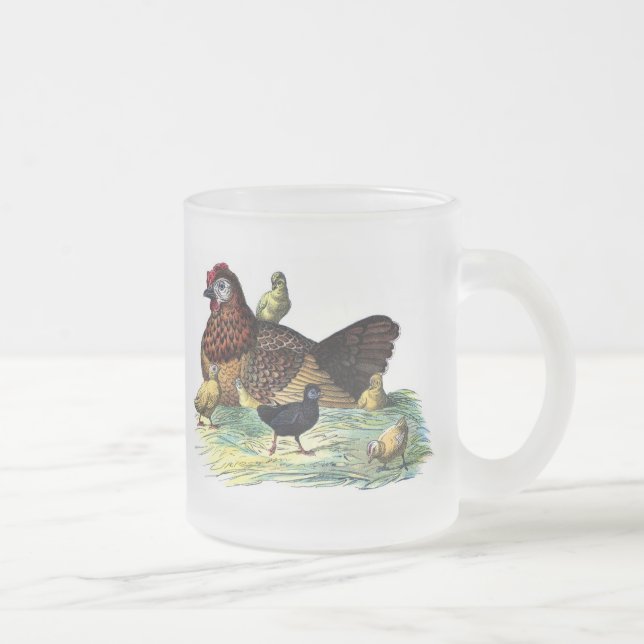 Tasse Givré Poulets Animaux Vintage (Droit)