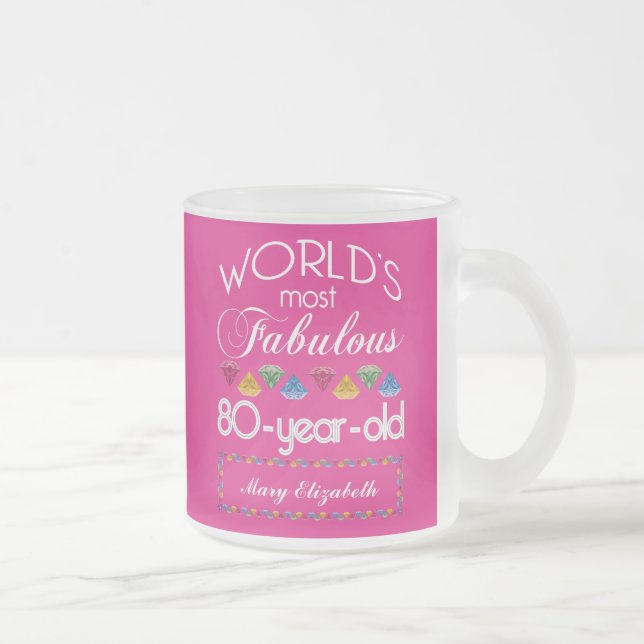 Tasse Givré quatre-vingtième Anniversaire la plupart de rose (Droit)