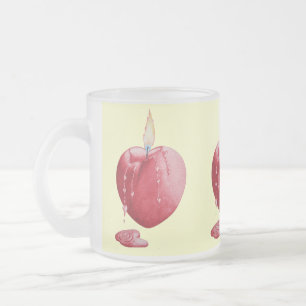 Tasse Givré red love heart shaped burning candle art design