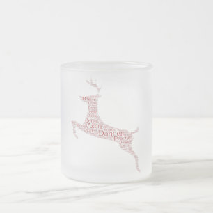 Tasse Givré Reindeer Word Art Rudolph Blixem Comet Cupide