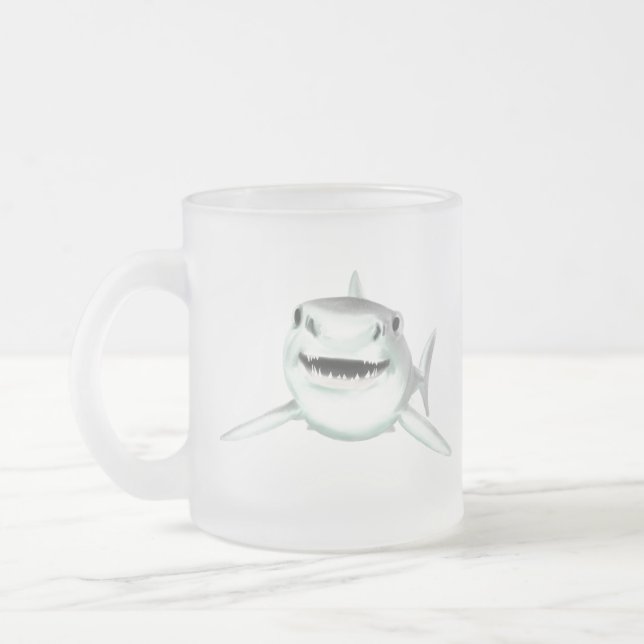 Tasse Givré requin d'aquarelle souriant gris vert vert animal  (Gauche)
