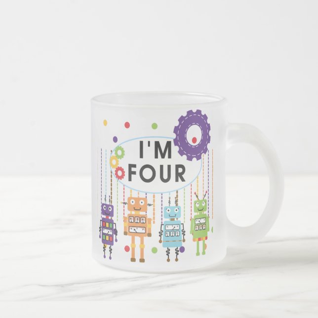 Tasse Givré Robot T-shirts et cadeaux d'anniversaire 4e (Droit)