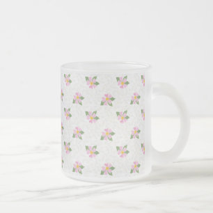 Tasse Givré Rose de chien nostalgique Motif sur blanc texturé