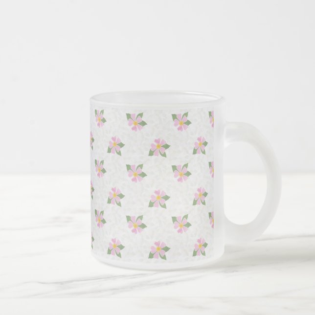 Tasse Givré Rose de chien nostalgique Motif sur blanc texturé (Droit)