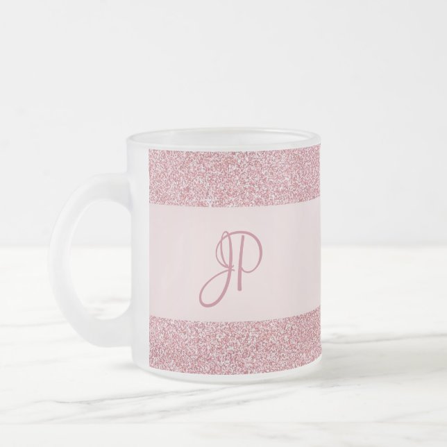 Tasse Givré Rose Gold Parties scintillant Look Monogramme Modè (Gauche)