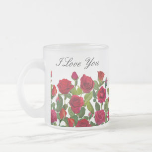 Tasse Givré Rose Rouge Moderne Minimaliste Je T'Aime