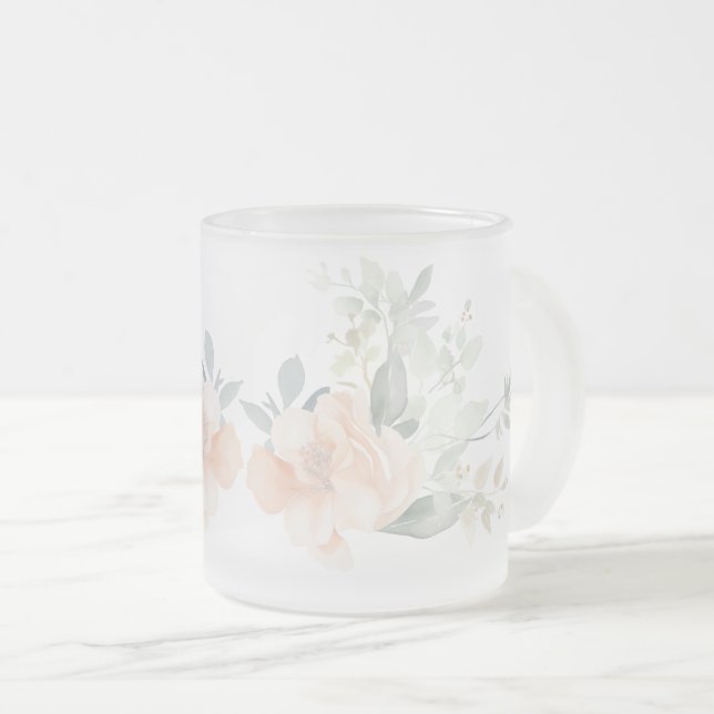 Tasse Givré Rose simple Moderne rose floral pour elle (Devant droit)