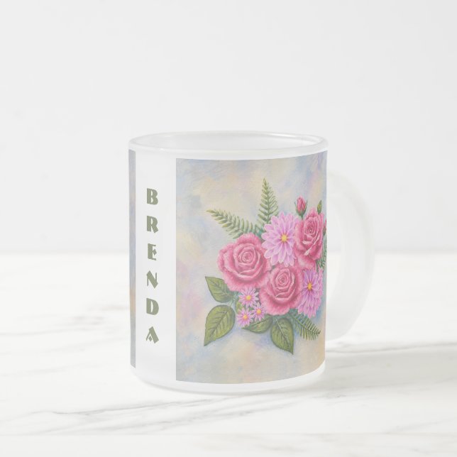 Tasse Givré Roses et Dahlias (Devant droit)