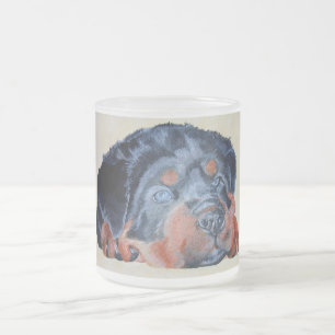 Tasse Givré Rottweiler Chiot Artistique Portrait pour Animaux