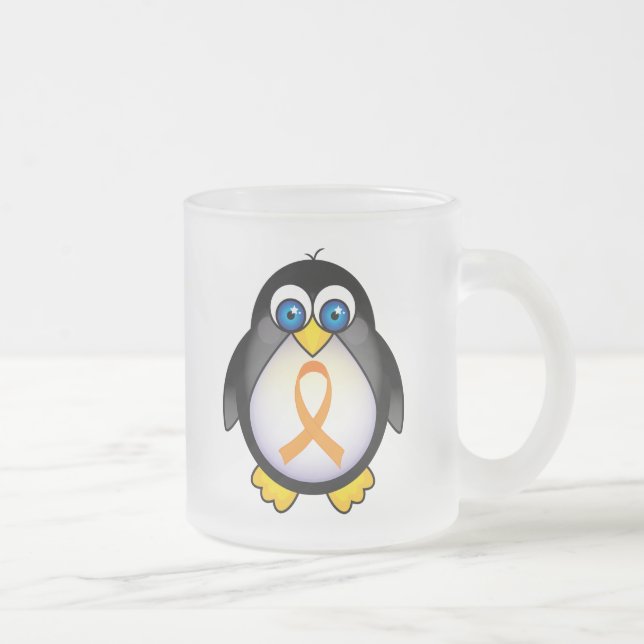 Tasse Givré Ruban orange de pingouin de cadeau de conscience (Droit)