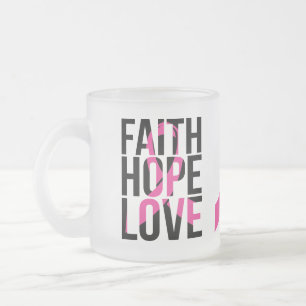 Tasse Givré Ruban rose espoir foi amour cancer du sein