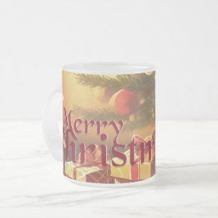 Tasse Givré Sapin de Noël avec Cadeaux Dorés