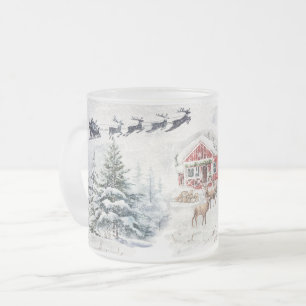 Tasse Givré Scène Cabine de Noël de la Forêt de Montagne Rusti