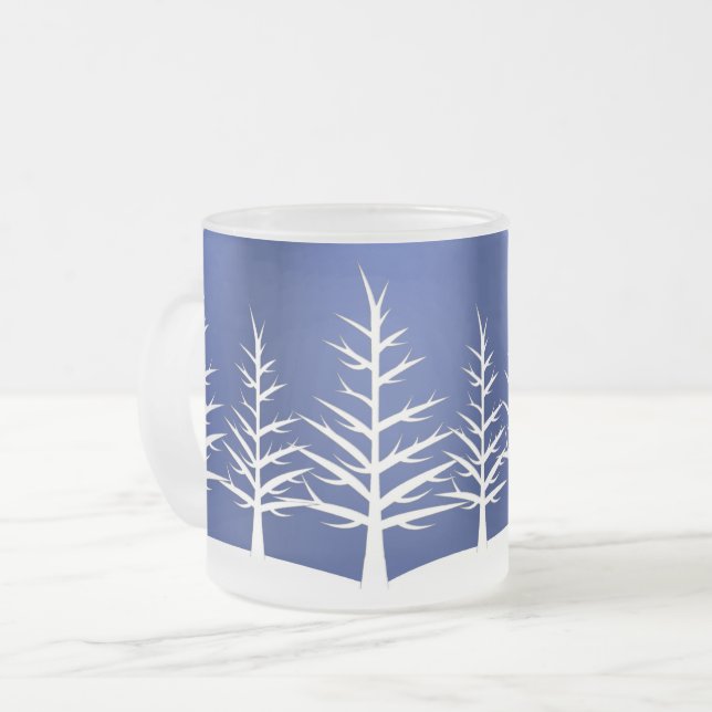 Tasse Givré Silhouettes d'arbre blanc Elégant hiver (Devant gauche)