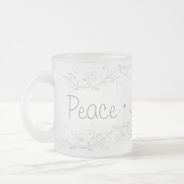 Tasse Givré Silver Flourish Peace Joie Amour Noël (Gauche)