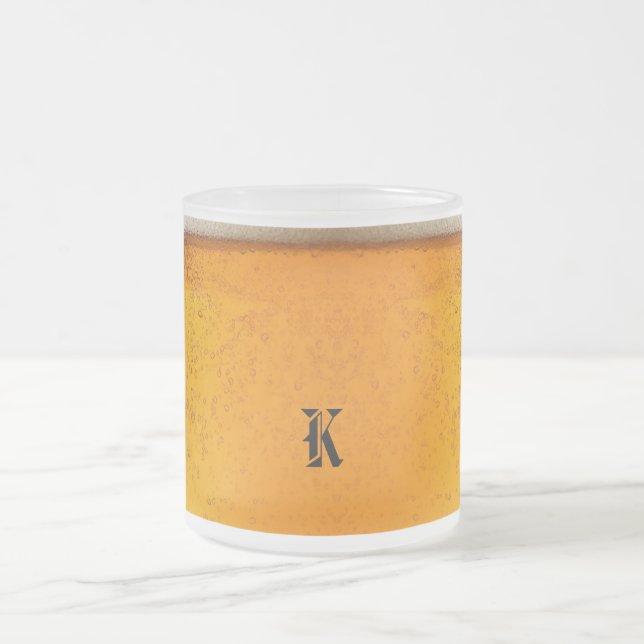 Tasse Givré Simple Monogramme de bière dorée Soirée de Noël (Centre)