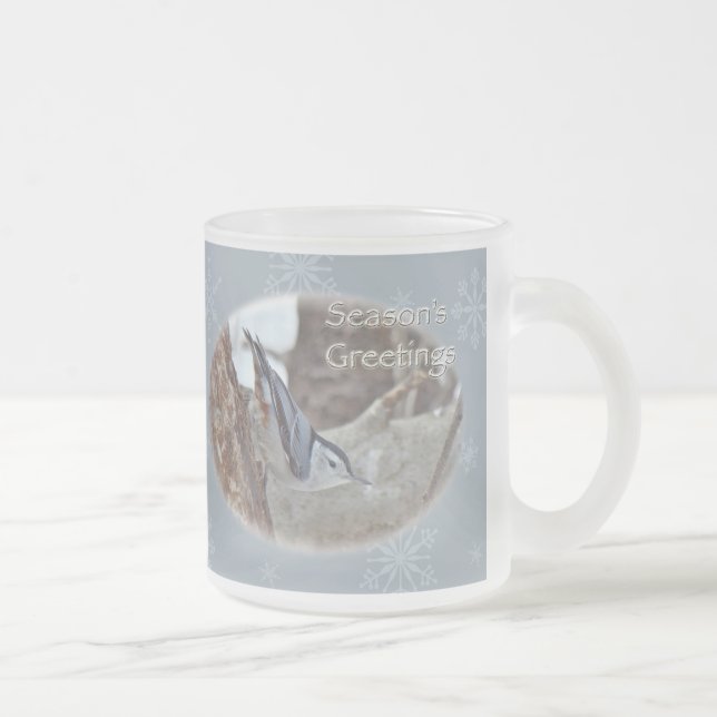 Tasse Givré Slate Grey Nuthatch Songbird Joyeuses Fêtes (Droit)