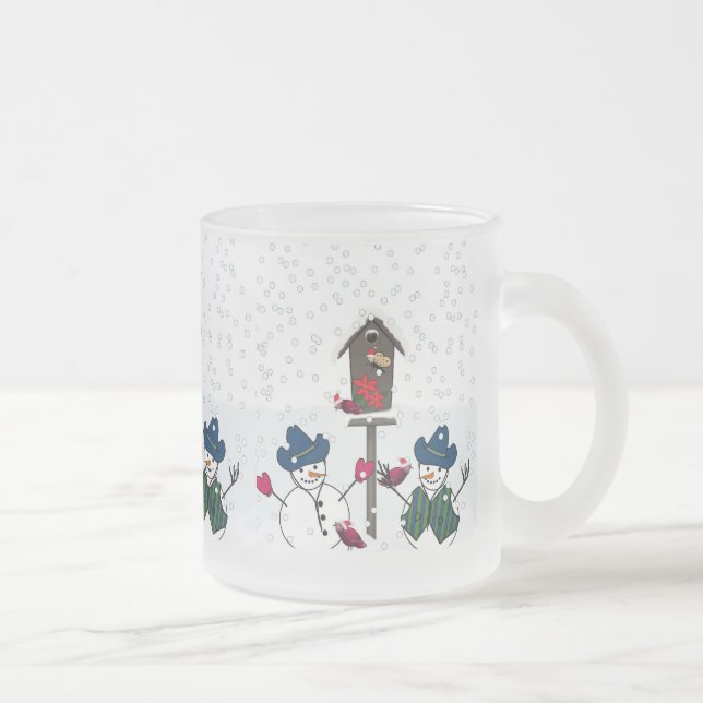 Tasse Givré Snowmen de Noël avec Cowboy Casquettes (Droit)