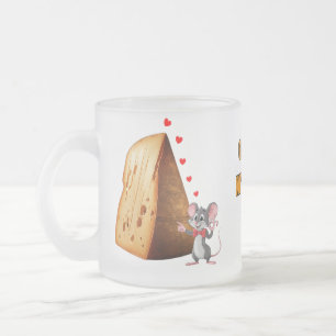 Tasse Givré Souris de dessin drôle en amour avec du fromage su