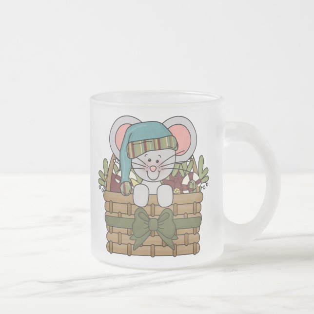 Tasse Givré Souris de Noël dans le panier (Droit)