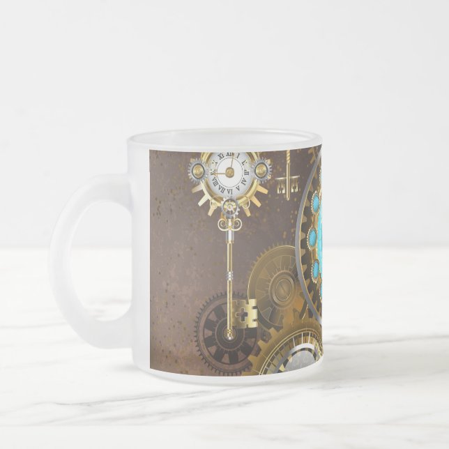 Tasse Givré Steampunk Rusty Background with Turquoise Lenses (Gauche)