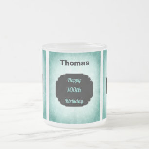 Tasse Givré Style bleu ajouter nom 100e Anniversaire design