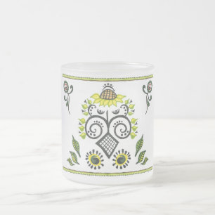 Tasse Givré Sunflower Folk Motif par Alexandra Cook