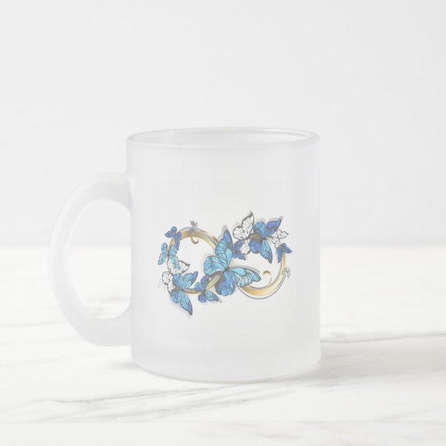 Tasse Givré Symbole infini de papillons Morpho bleus (Gauche)