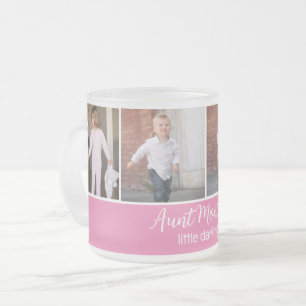 Tasse Givré Tante personnalisée avec 4 photos Carrés