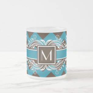 Tasse Givré Tendance Monogramme Géométrique Chevron Motif