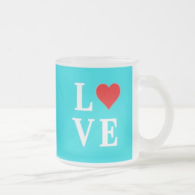 Tasse Givré Turquoise Bleu AMOUR Moderne (Droit)