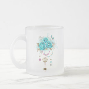Tasse Givré Turquoise Roses with Keys