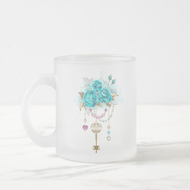 Tasse Givré Turquoise Roses with Keys (Gauche)