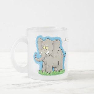 Tasse Givré Un joli éléphant drôle avec un oiseau sur le tronc