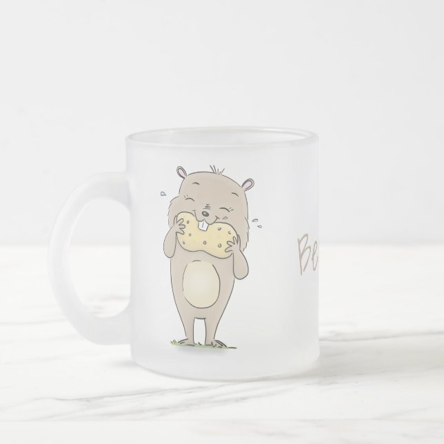 Tasse Givré Un joli hamster souriant avec un dessin animé d'ar (Gauche)
