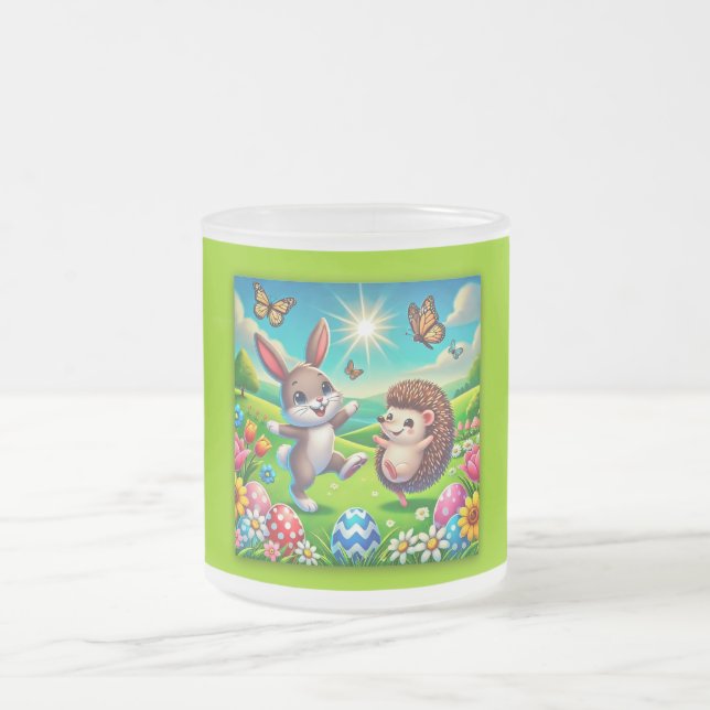 Tasse Givré Un lapin et un hérisson heureux (Centre)