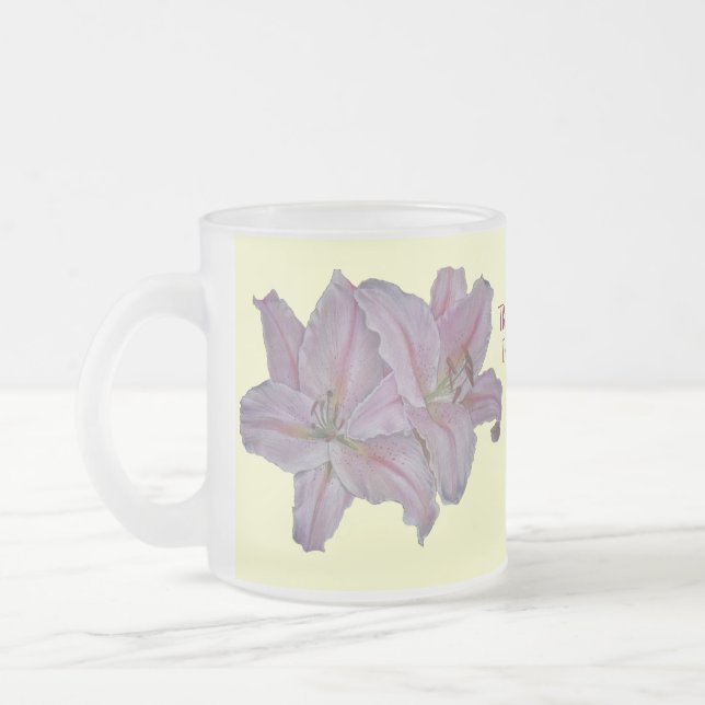 Tasse Givré unique peinture florale de jolies fleurs roses (Gauche)
