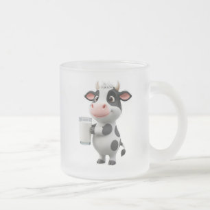 Tasse Givré Vache de dessin animé mignonne buvant du lait dans