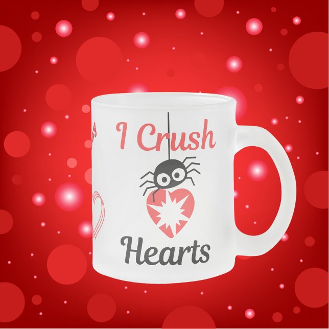 Tasse Givré Valentine's I Crush Hearts mignon araignée | (Créateur téléchargé)