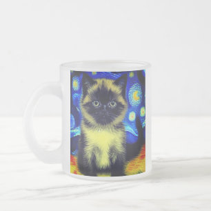 Tasse Givré Van Gogh Starry Nuit Siamese Cat