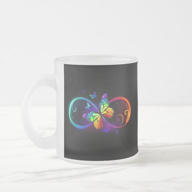 Tasse Givré Vibrant infinity with rainbow butterfly on black (Gauche)