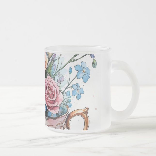 Tasse Givré Vin floral Motif - Aquarelle douce Boho art (Droit)
