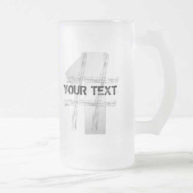 Tasse givrée du numéro un (texte fait sur (Droit)