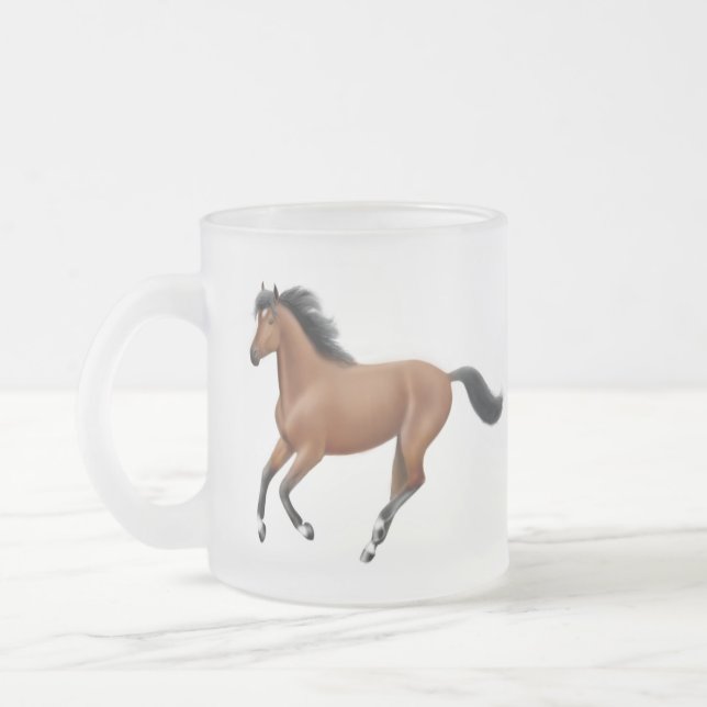 Tasse givrée galopante de cheval de baie (Gauche)