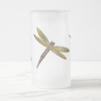 Tasse givrée par libellule en verre souillé