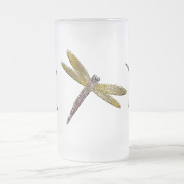 Tasse givrée par libellule en verre souillé (Centre)